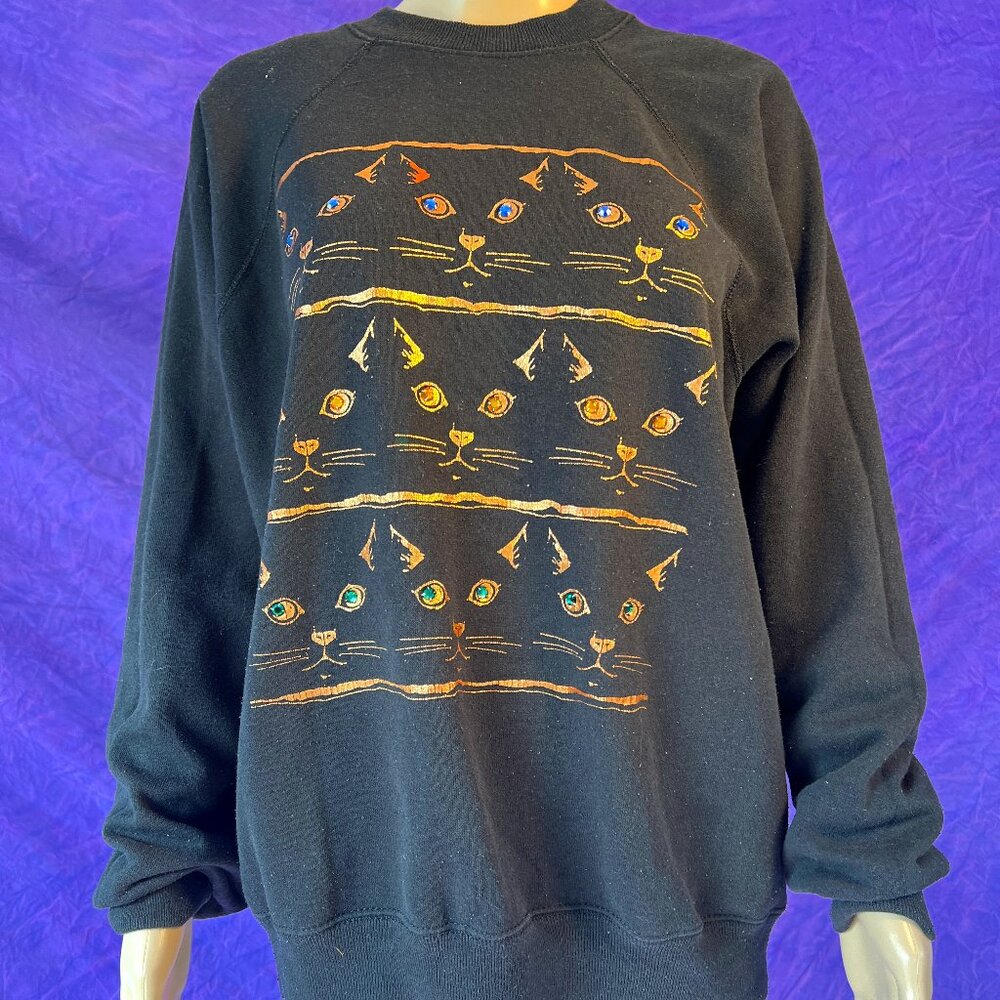 Cat Sweatshirt! Hanes Activewear with Cat Faces